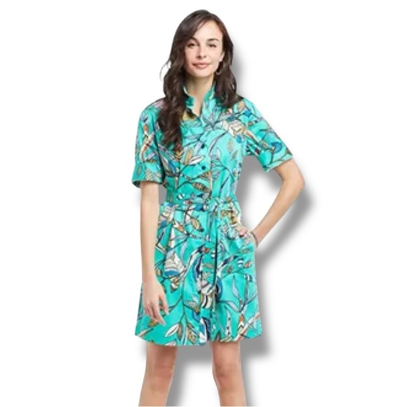 NIC+ZOE Rivera Botanical Shirtdress In Green Multi - XXL - Picture 1 of 14